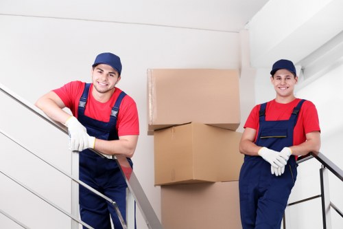 Office removals team planning a move in White City